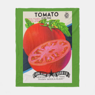 1950s seed packet tomato print fleece blanket