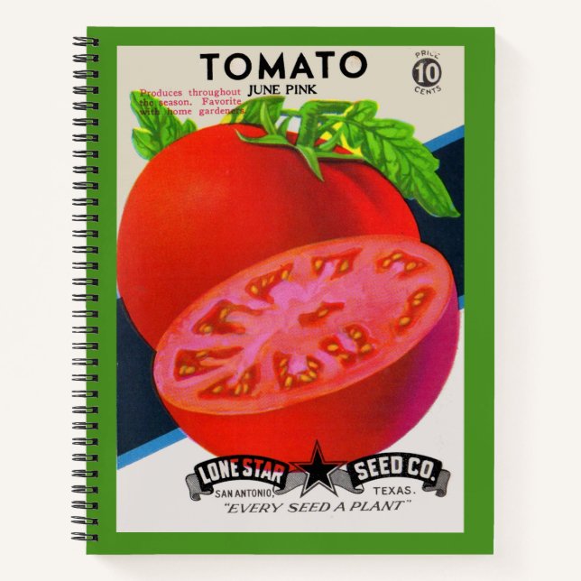 1950s seed packet tomato print notebook (Front)