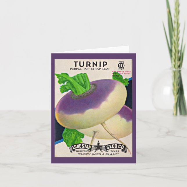 1950s seed packet turnips print note card (Front)