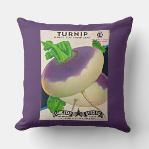 1950s seed packet turnips throw pillow
