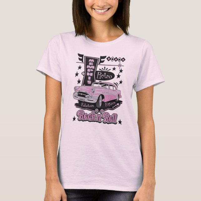 1950s Sock Hop Dance Costume Retro 50s Pink Rocka T-Shirt (Front)