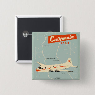 1950s style California "by air" travel poster 2 Inch Square Button