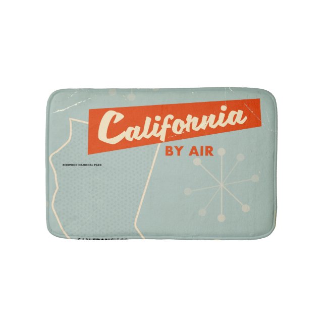 1950s style California "by air" travel poster Bath Mat (Front)