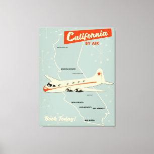 1950s style California "by air" travel poster Canvas Print
