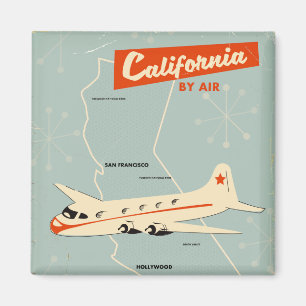 1950s style California "by air" travel poster Magnet