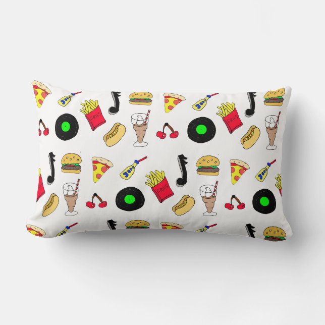 1950's Style Diner Food Nostalgic   Lumbar Pillow (Front)