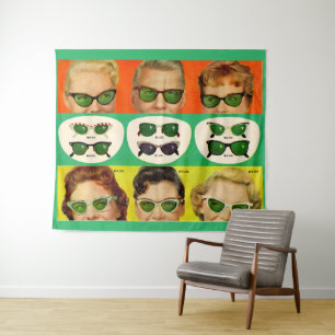 1950s sunglasses ad print tapestry