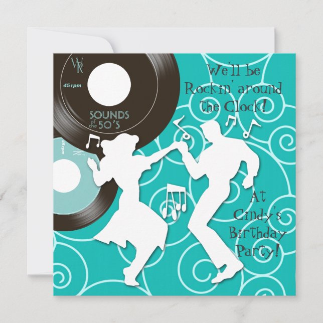 1950's Theme Birthday Invitations (Devant)