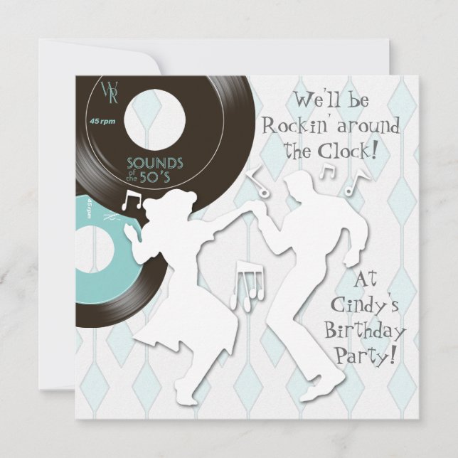 1950's Theme Birthday Invitations (Devant)