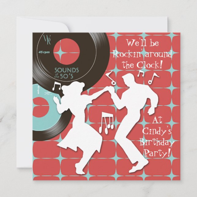 1950's Theme Birthday Invitations (Devant)