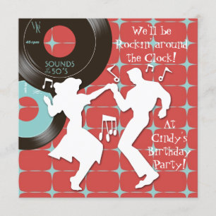 1950's Theme Birthday Invitations