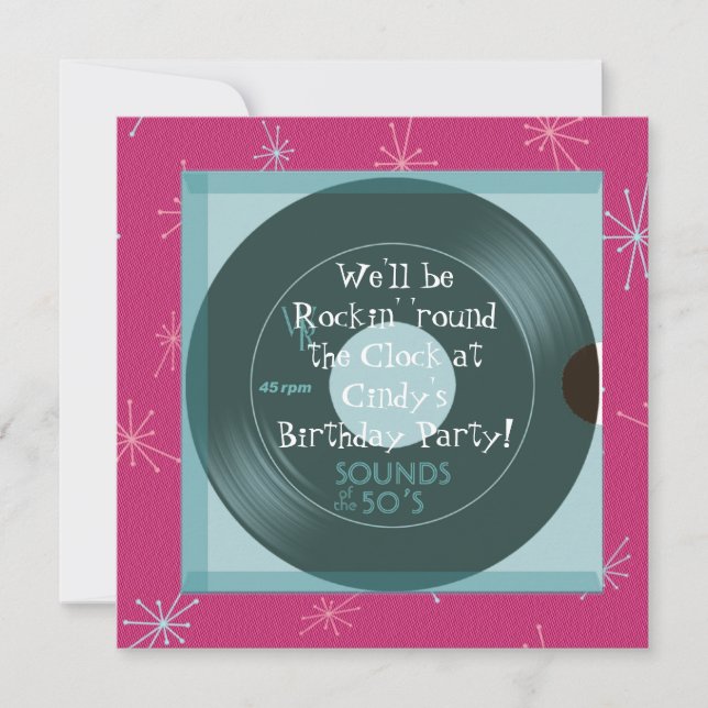 1950's Theme Birthday Invitations (Devant)