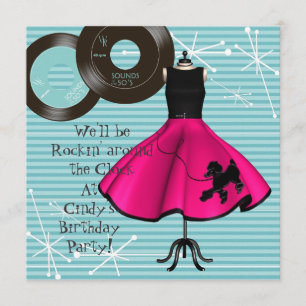 1950's Theme Birthday Party Invitation