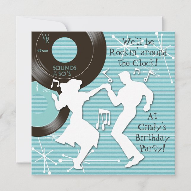1950's Theme Birthday Party Invitations (Front)