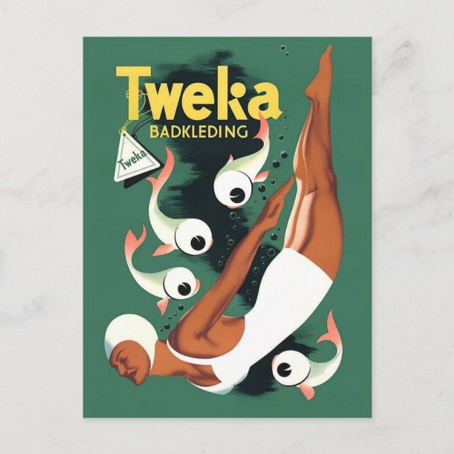 1950s Tweka swimsuit ad Postcard (Front)