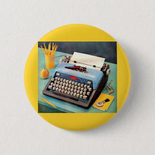 1950s typewriter ad image 2 inch round button