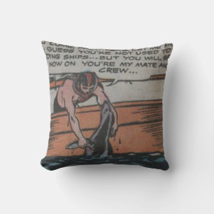 1950s Vintage Adventure Comic Throw Pillow