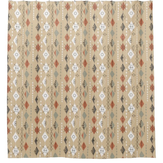 1950s Vintage Atomic Design Shower Curtain (Front)