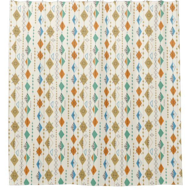 1950s Vintage Atomic Design Shower Curtain (Front)