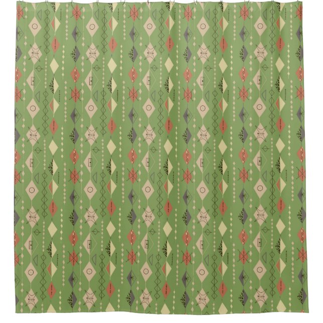1950s Vintage Atomic Design Shower Curtain (Front)