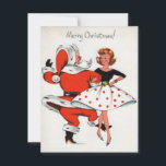 1950s Vintage Christmas Girl Dancing With Santa Holiday Card<br><div class="desc">1950s Vintage Christmas Girl Dancing With Santa Holiday Card.</div>