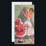 1950s Vintage Christmas Girl Decorating Tree Holiday Card<br><div class="desc">1950s Vintage Christmas Girl Decorating Tree Holiday Card.</div>