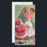 1950s Vintage Christmas Girl Decorating Tree Holiday Card<br><div class="desc">1950s Vintage Christmas Girl Decorating Tree Holiday Card.</div>