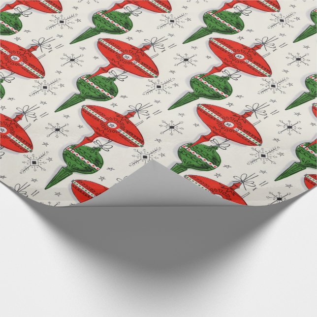 1950s Vintage Christmas Ornament Wrapping Paper (Corner)