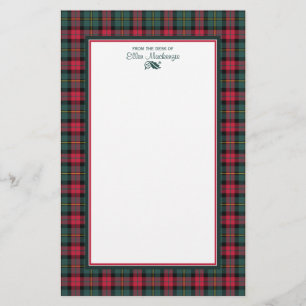 1950s Vintage Christmas Plaid Personalized Stationery