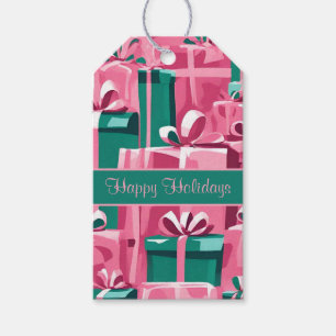 1950s Vintage Christmas Retro Pink & Green Gift Tags