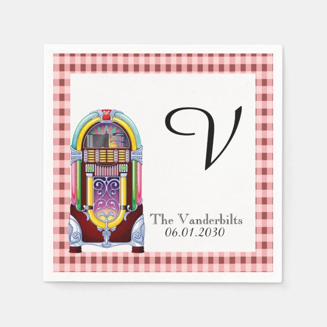 1950s Vintage Jukebox Wedding Napkin (Front)