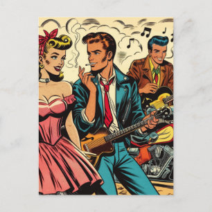 1950s Vintage Rock and Roll Comics Postcard