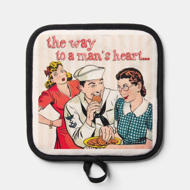 1950s Vintage Sailor and Housewife Pot Holder (Front)