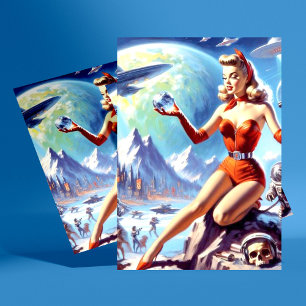 1950s Vintage Science Fiction Woman Postcard