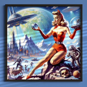 1950s Vintage Science Fiction Woman Poster