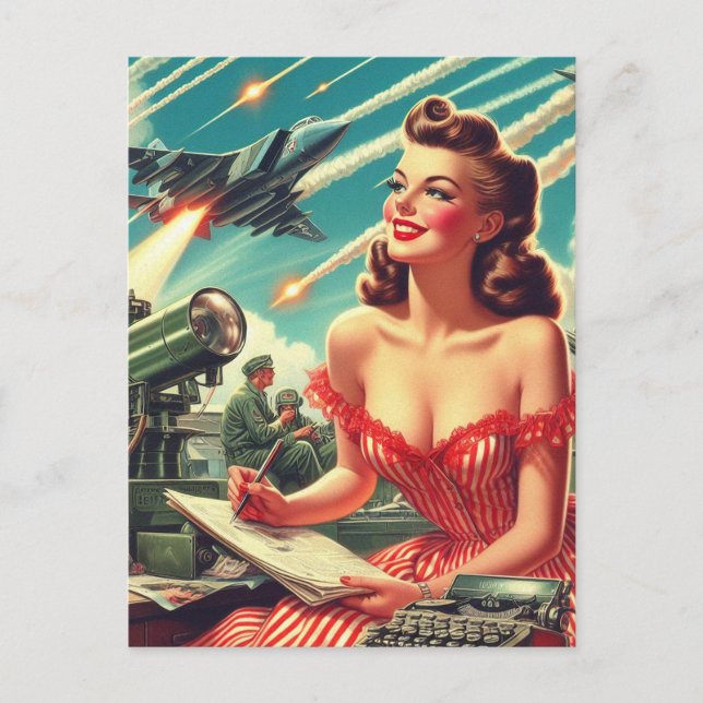 1950s Vintage Woman Illustration Postcard (Front)