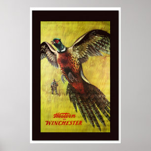 1950s Western Winchester Pheasant Hunting Vintage Poster