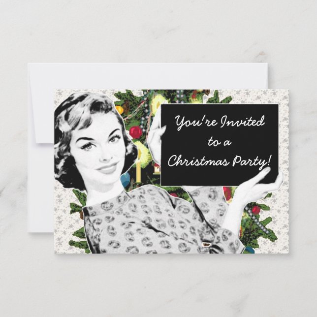 1950s Woman with a Christmas Sign Invitation (Front)