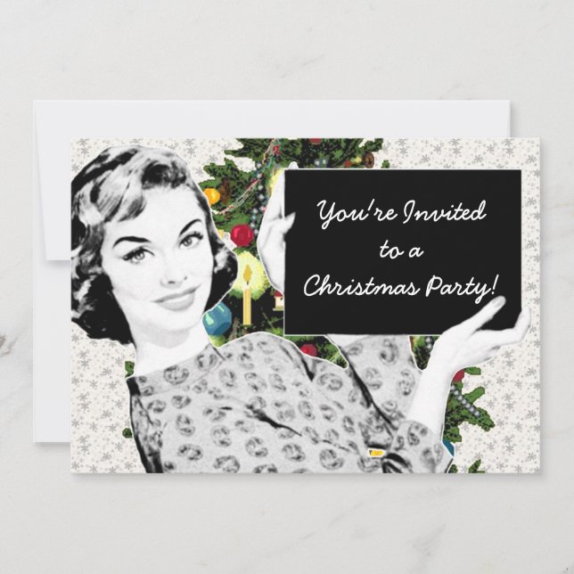 1950s Woman with a Christmas Sign Invitation (Front)