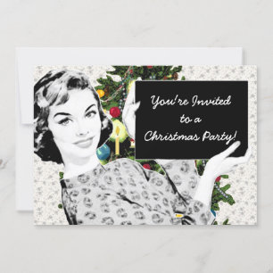 1950s Woman with a Christmas Sign Invitation