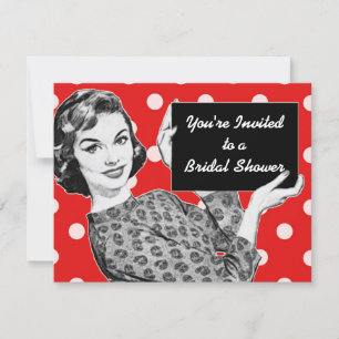 1950s Woman with a Sign Bridal Shower Invitation