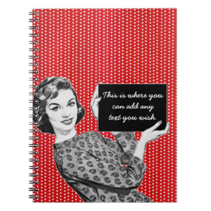 1950s Woman with a Sign Notebook