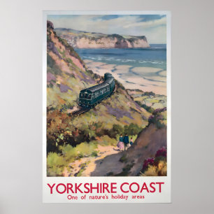 1950s Yorkshire Coast Travel Poster Vintage
