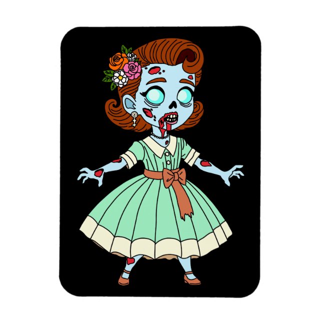 1950s Zombie Girl Magnet (Vertical)
