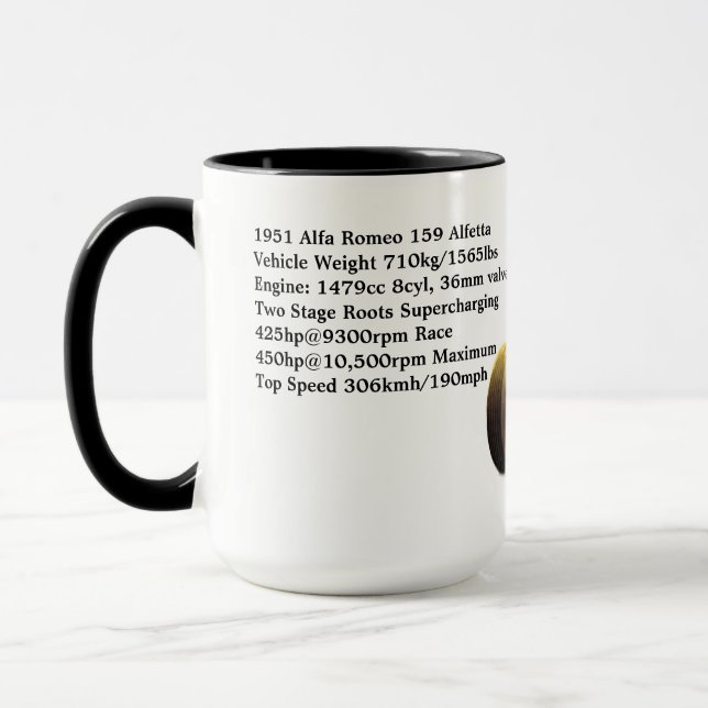 1951 Alfa Romeo 159 Alfetta Spécifications Mug (Gauche)