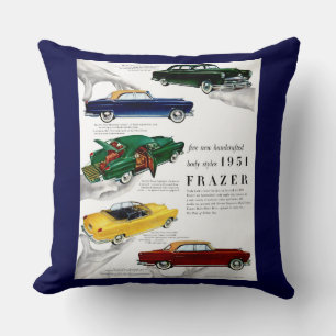 1951 Frazer automobile ad print Throw Pillow