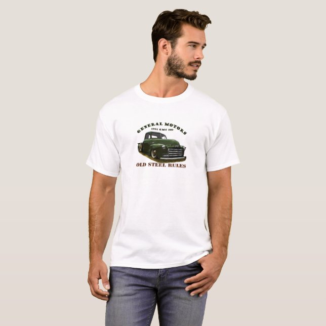 1951 General Motors GMC 100 Truck. American. Green T-Shirt (Front Full)