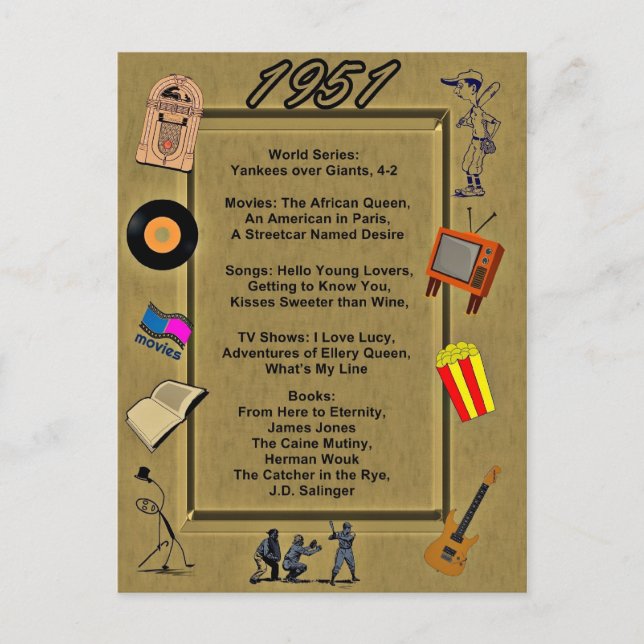 1951 Grands événements Carte d'anniversaire (Devant)