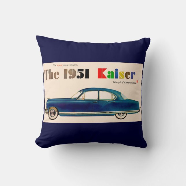 1951 Kaiser Throw Pillow (Front)