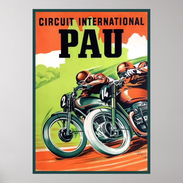 1951 Pau Grand Prix Motorcycle Race Poster (Front)
